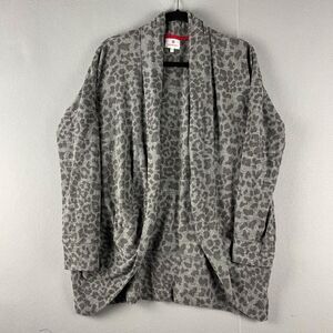 Sundry Cardigan Womens Large Large Leopard Print Open Front Cozy‎ Soft Relaxed